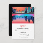 Cartons Réponse Lac d'hiver pittoresque avec Noël aux cerfs (Devant / Derrière)