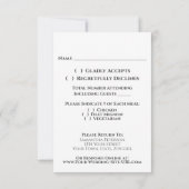 Cartons Réponse Lacy Silver & Aqua sur White Elegant Script Mariag (Dos)