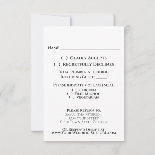 Cartons Réponse Lacy Silver & Aqua sur White Elegant Script Mariag (Dos)