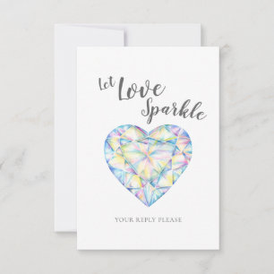 Cartons Réponse Laissez l'amour scintiller Mariage Diamond aquarel
