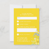 Cartons Réponse L'amour fleurit l'aquarelle jaune mariage de print (Dos)