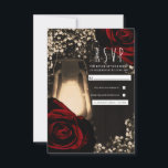 Cartons Réponse Lanterne Rustic Glow & Roses Rouge Foncé Mariage R<br><div class="desc">Personnaliser pour tout événement</div>