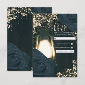 Cartons Réponse Lanterne Rustique Lumineuse Roses Noires Bleues Ré (Devant / Derrière)