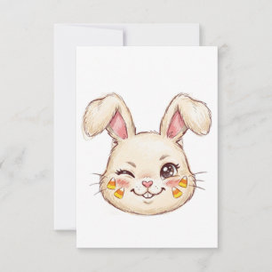 Cartons Réponse Lapin mignon clignant d'œil Bonbon Maïs Visage Dou