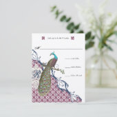 Cartons Réponse Lapis Blue Raspberry Damask Peacock Mariage (Debout devant)