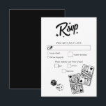 Cartons Réponse Las Vegas Casino Destination Mariage Noir<br><div class="desc">Un design mariage à thème unique dessiné à la main par Las Vegas Casino. Destination moderne Las Vegas, Nevada thème mariage avec cartes à jouer, casino de jeux d'argent illustrations à thème. Un design de carte de réponse RSVP mariage Las Vegas noir et blanc idéal pour les mariages de casino....</div>
