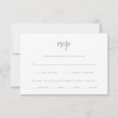 Cartons Réponse Lavande de script moderne | Choix de repas Mariage (Dos)