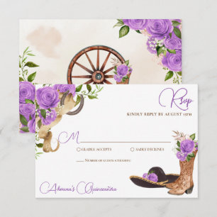 Cartons Réponse Lavande Lumière violet Charro Quinceanera Ouest