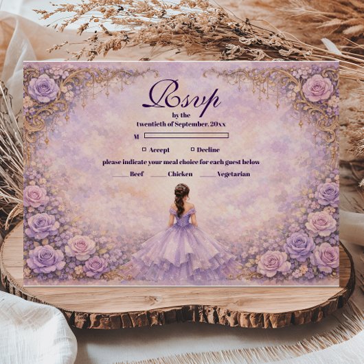 Cartons Réponse Lavender Rose Fairytale Quinceañera