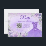 Cartons Réponse Lavender Snowflake Noël Quinceañera 15e QR<br><div class="desc">Lavender Snowflake Noël Quinceañera 15e QR CARTE RSVP</div>