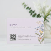 Cartons Réponse Lavender Spring Wildflower Meadow Wedding QR Code (Debout devant)