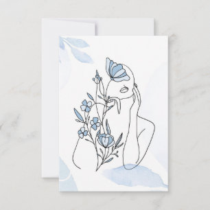 Cartons Réponse Lecteur de fleurs Portrait Minimaliste De Wom