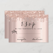 Cartons Réponse Lecteurs de Parties scintillant d'or Rose noir RSV (Devant / Derrière)