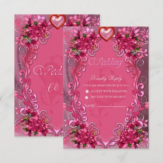 Cartons Réponse L'élégance des fleurs roses (Devant / Derrière)