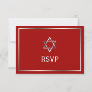 Cartons Réponse L'étoile d'argent rouge de David Bar Mitzvah