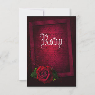 Cartons Réponse Lettre encadrée gothique & Rose rouge