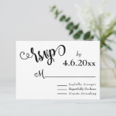 Cartons Réponse Lettres de script fantaisie noir et blanc Mariage (Debout devant)