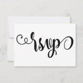 Cartons Réponse Lettres de script fantaisie noir et blanc Mariage (Dos)