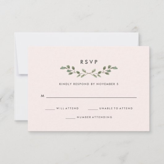 Cartons Réponse Liage minimal | Mariage rose pâle (Devant)