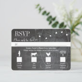 Cartons Réponse Light Aqua Blue Mason Jar Chalkboard Mariage (Debout devant)