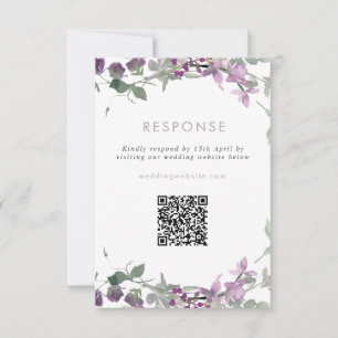 Cartons Réponse Lilac Fleur sauvage Mariage Site Web QR Code