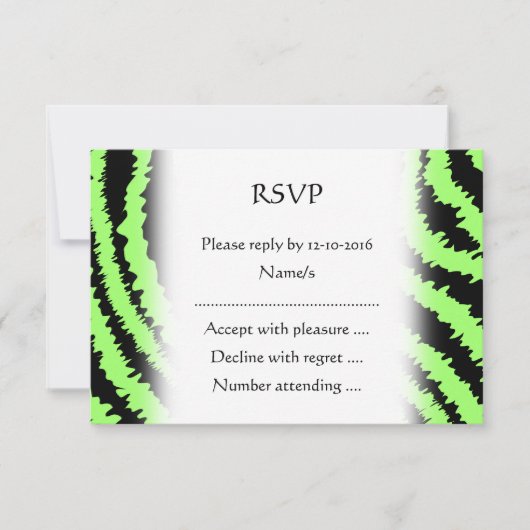 Cartons Réponse Lime Green et Black Zebra Motif d'impression (Devant)