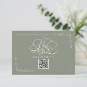 Cartons Réponse Line Art Floral Sage Green Mariage (Debout devant)