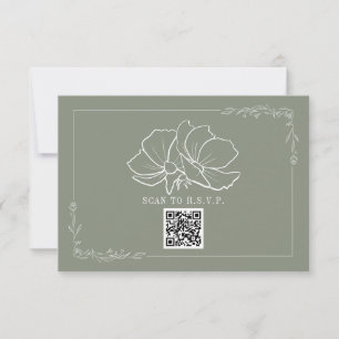 Cartons Réponse Line Art Floral Sage Green Mariage