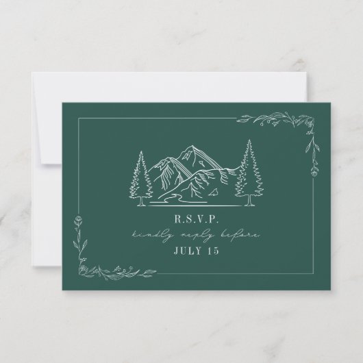 Cartons Réponse Line Art Mountains Mariage Turquoise (Devant)