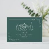 Cartons Réponse Line Art Mountains Mariage Turquoise (Debout devant)