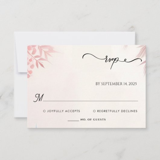 Cartons Réponse Long Tulle Regal Royal Glam Blush Mariage rose (Devant)