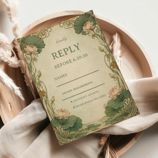 Cartons Réponse Lotus Botanique Vintage