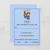 Cartons Réponse LOVE Blue Fleurs Thématiques Mariage Same-Sex Voit (Devant / Derrière)