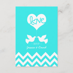 Cartons Réponse Love Doves Mint Blue avec Chevron