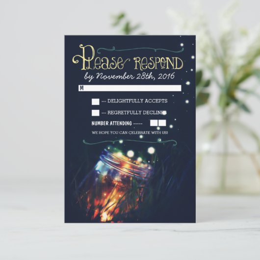 Cartons Réponse lucioles jarre de mason mariage rustique de jardin (Debout devant)