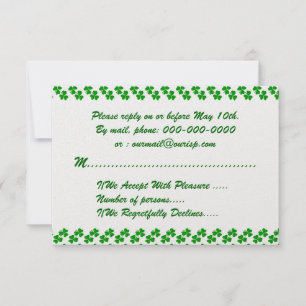 Cartons Réponse Lucky Clover Mariage irlandais