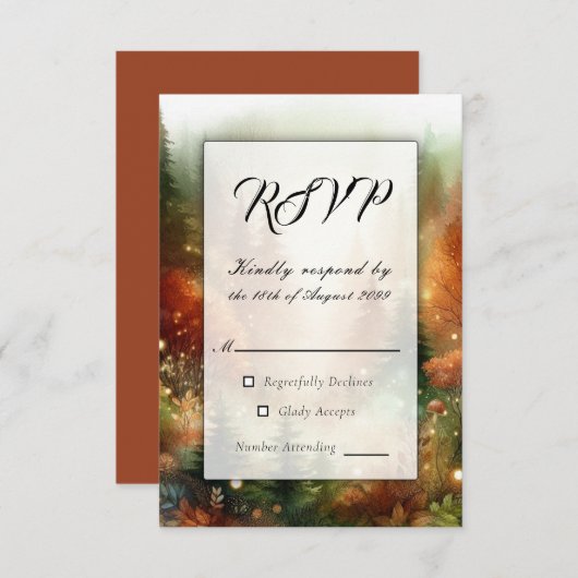 Cartons Réponse Lueur d'automne dans le Mariage forestier enchanté (Devant / Derrière)