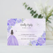 Cartons Réponse Lumière violet Argent Floral Princesse Quinceañera (Debout devant)