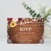 Cartons Réponse Lumières à cordes de bois Mariage rustique dentell (Debout devant)