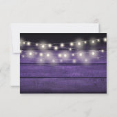 Cartons Réponse Lumières à cordes en bois violet rustique Mariage (Dos)