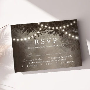 Cartons Réponse Lumières de Chaîne d'Arbre Brun Rustique Mariage R