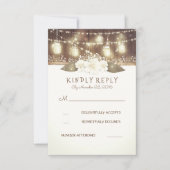 Cartons Réponse Lumières Mason Jars Rustic Wood Grange Mariage RSV (Devant)