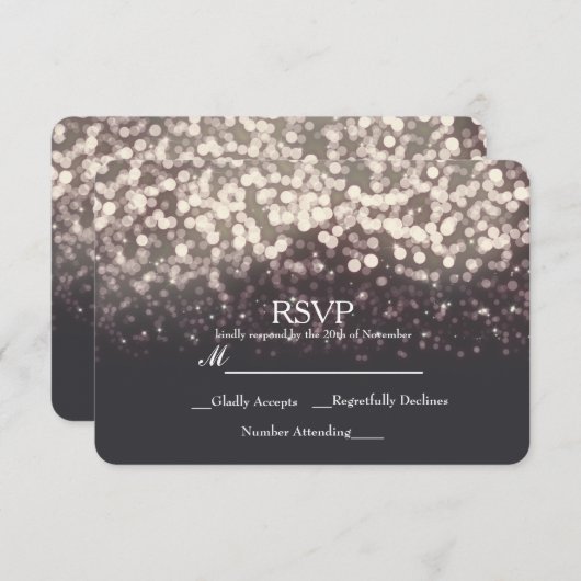 Cartons Réponse Lumières scintillantes Mariage moderne gris romant (Devant / Derrière)