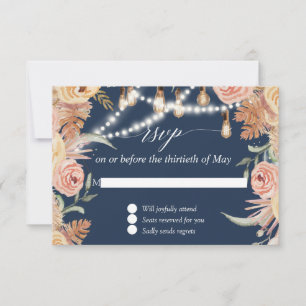 Cartons Réponse Lumières scintillantes Navy Rose Floral Feuillage 