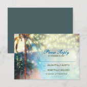 Cartons Réponse lumières scintillantes palmiers mariage plage cart (Devant / Derrière)