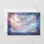 Cartons Réponse Lune céleste et étoiles Mariage bleu (Devant)