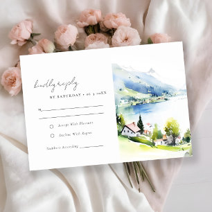 Cartons Réponse Lungern Suisse Paysage Aquarelle Mariage