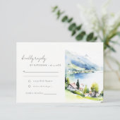 Cartons Réponse Lungern Switzerland Watercolor Landscape Wedding (Debout devant)