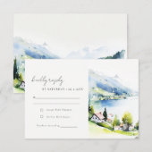 Cartons Réponse Lungern Switzerland Watercolor Landscape Wedding (Devant / Derrière)