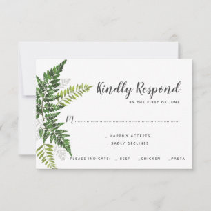 Cartons Réponse Lush Fern Suite Mariage Répondre aux options du dî
